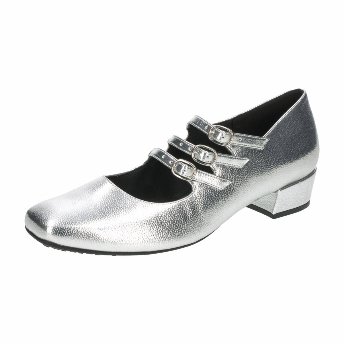 Zapato De Tacón Bajo Con 3 Correas Plateado TREND & STYLE - Imagen 5