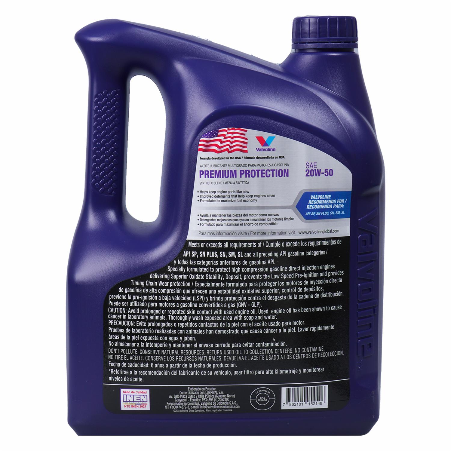 Lubricante De Motor Premium Protección VALVOLINE Unidad - Imagen 2