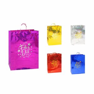 Funda De Regalo Holográfica Feliz Dia Pequeña Varios Colores HOLIDAY'S 18 X 22 cm