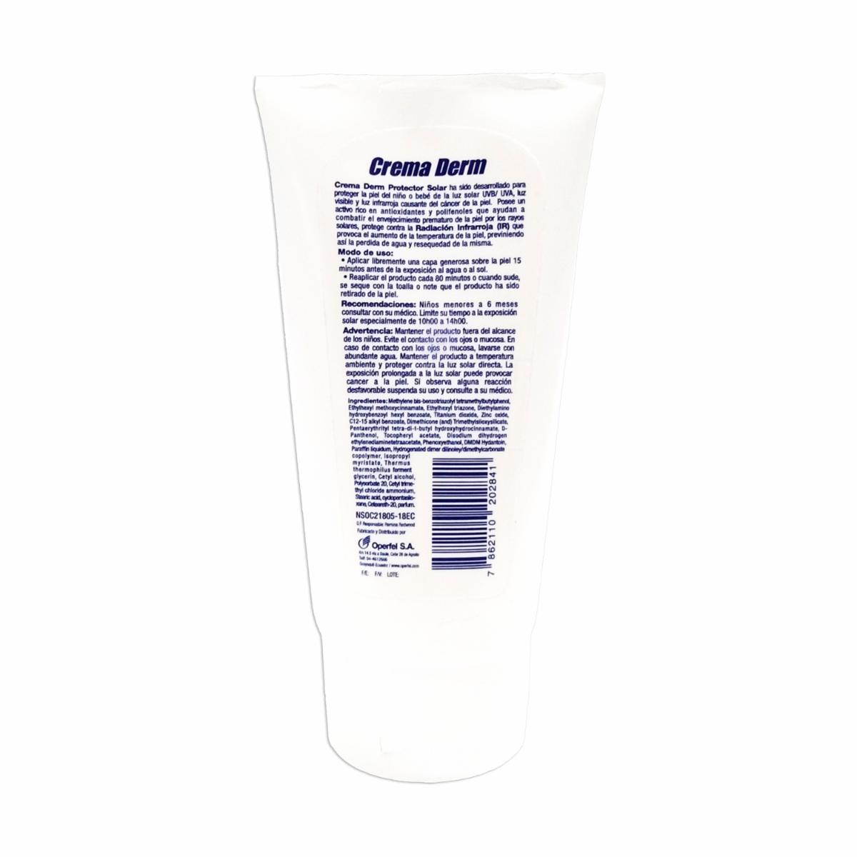 Protector Solar Facial Con Protección Spf50 CREMA DERM 100 Ml