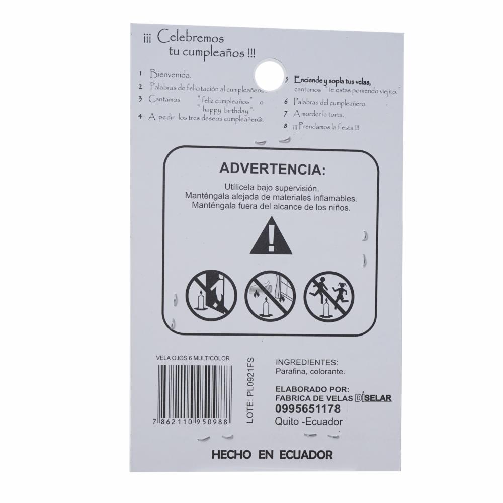 Vela Mágica Ojos 6 Multicolor DISELAR Ojos 6 - Imagen 2