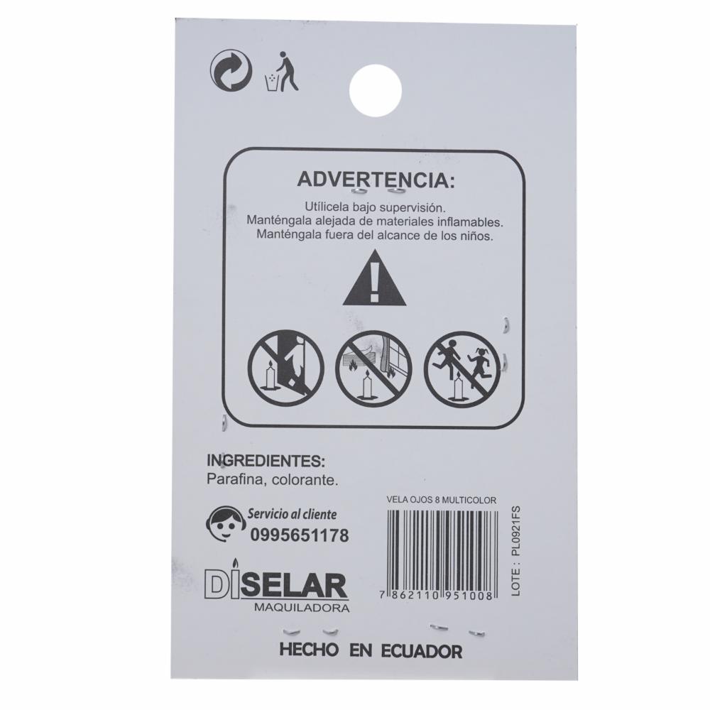 Vela Mágica Ojos 8 Multicolor DISELAR Ojos 8 - Imagen 2