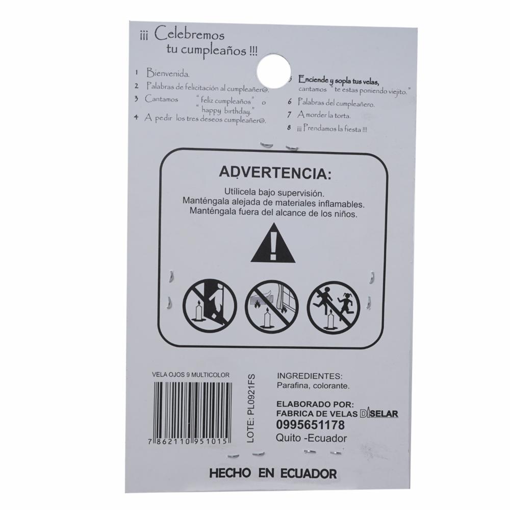 Vela Mágica Ojos 9 Multicolor DISELAR Ojos 9 - Imagen 2