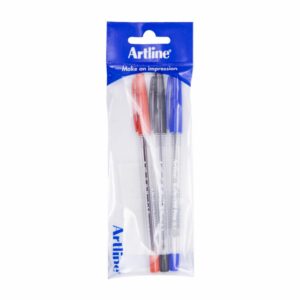 Bolígrafo Con Tapa Punta 1.0Mm Azul Negro Y Rojo ARTLINE X3 Uds