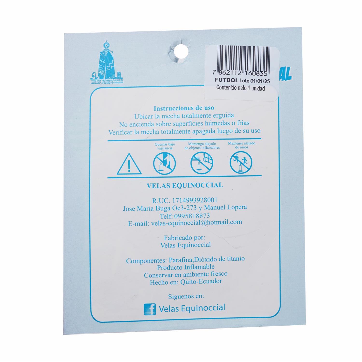 Vela De Cumpleaños VELAS EQUINOCCIAL Balón Futbol - Imagen 2