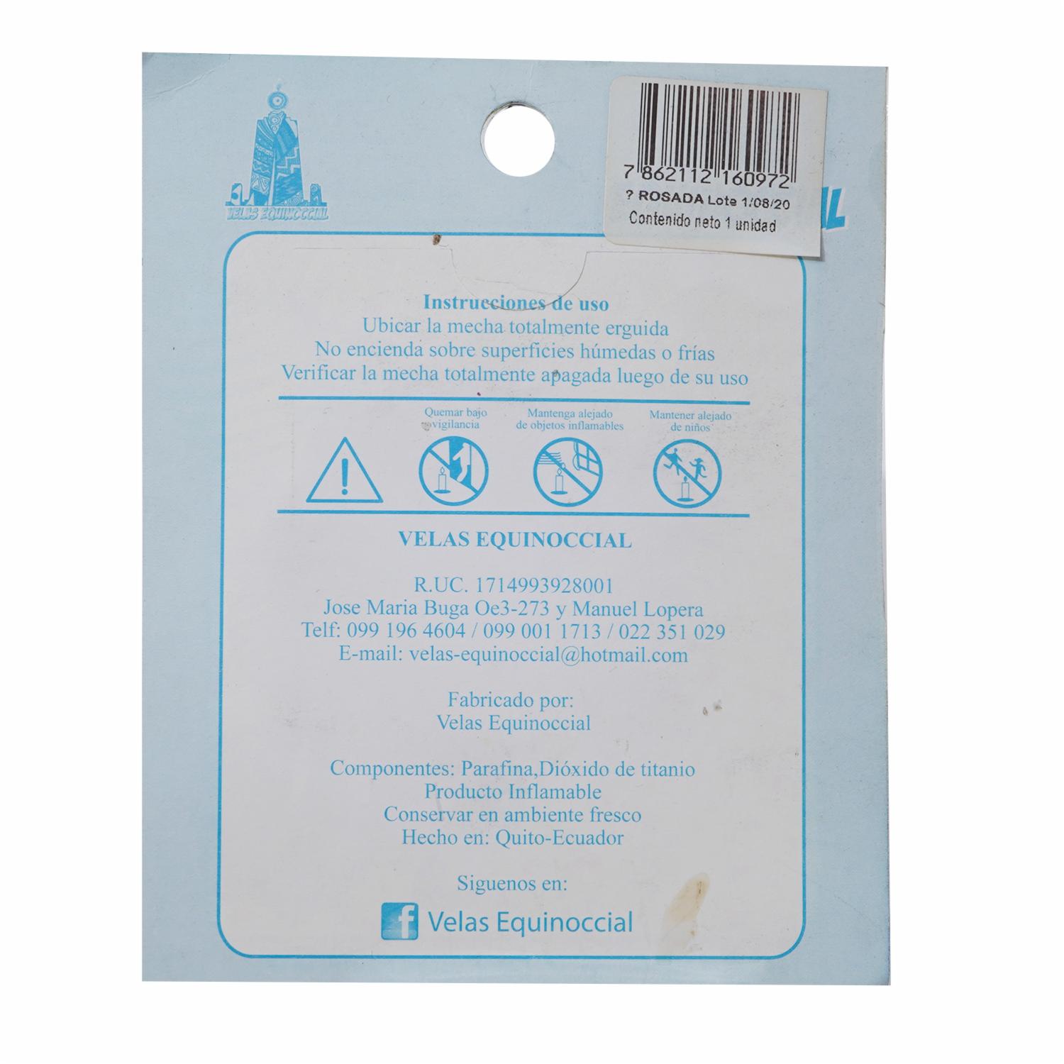 Vela De Cumpleaños VELAS EQUINOCCIAL Placa Incógnita Rosada - Imagen 2