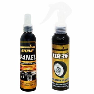 Kit Automotriz Minikit 100 Ml 1 Silicona Shine 100 Ml + 1 Tires Abrillantador De Llantas 100 Ml QUALCO Kit