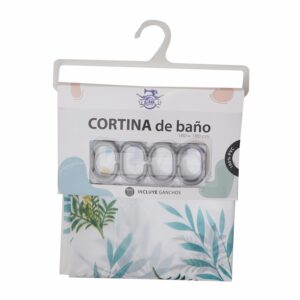 Cortina De Baño Estampada Hojas Verde GMC 180 X 180 Cm