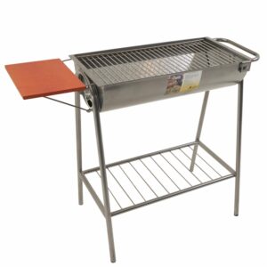 Parrilla De Carbón De Cilindro Con Repisa Plegable De Madera ARTE VALLE AC002