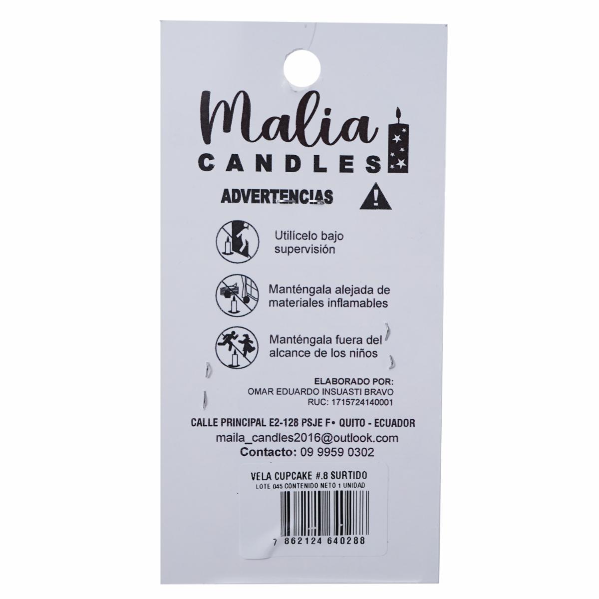 Vela Cupcake 8 Surtido MALIA CANDLES 12 X 7 Cm