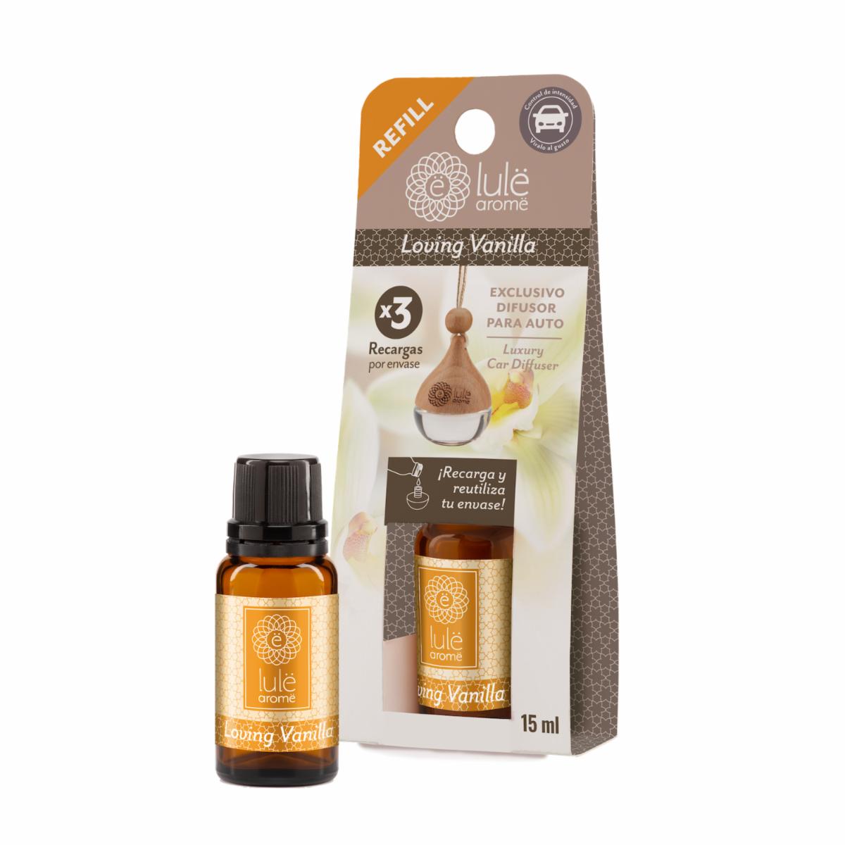Difusor Ambiental Para Auto Recarga Fragancia Loving Vainilla LULË AROMË 15 Ml - Imagen 2