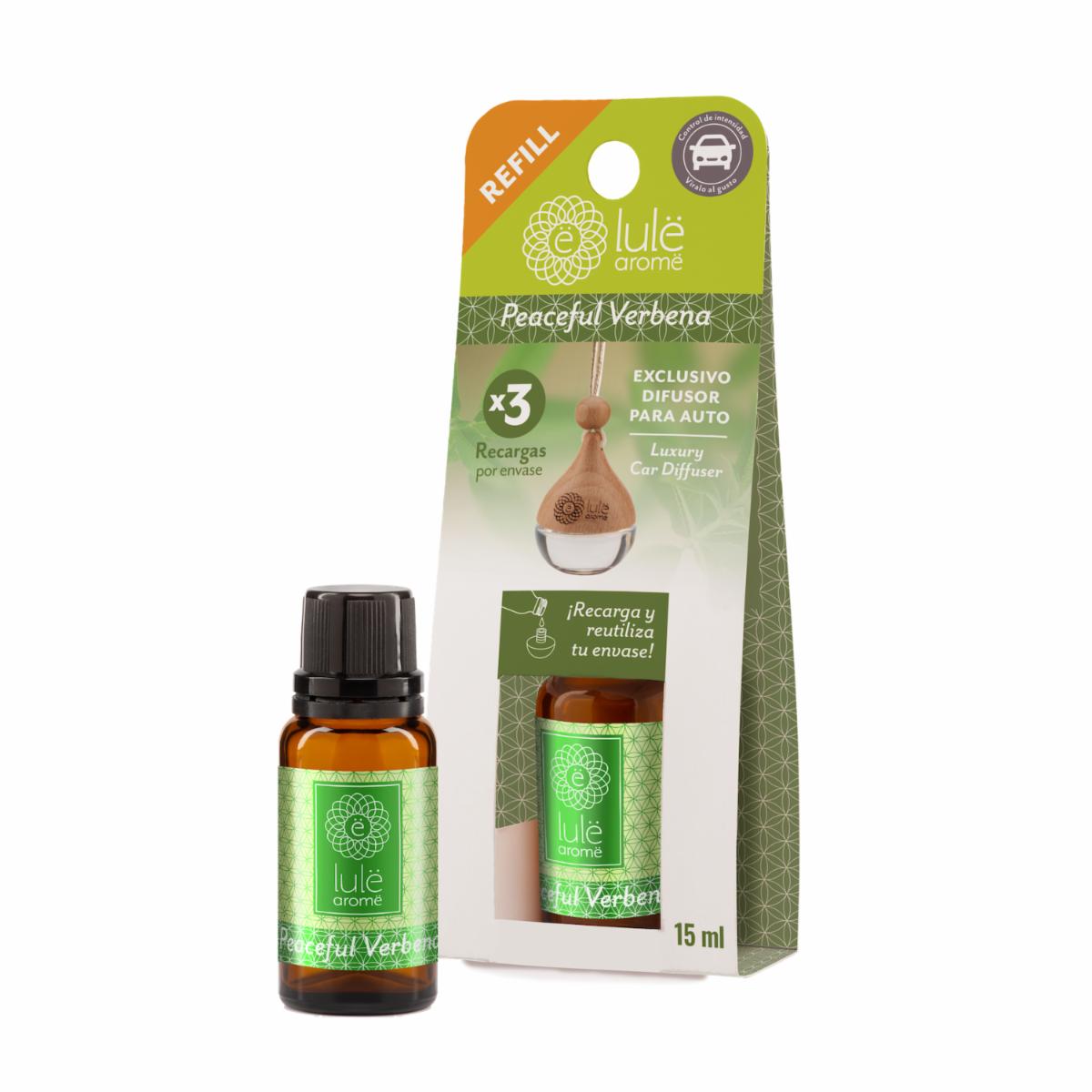 Difusor Ambiental Para Auto Recarga Fragancia Peaceful Verbena LULË AROMË 15 Ml - Imagen 2
