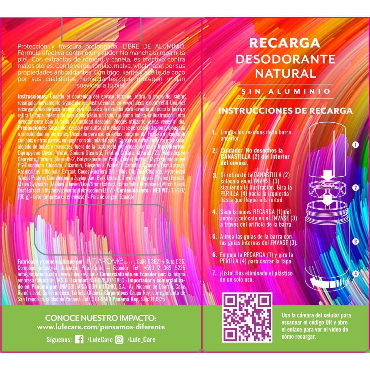 Desodorante En Barra Infantil  Natural Sin Aluminio Nature´s Spirit Recarga LULË KÏDS 50 G