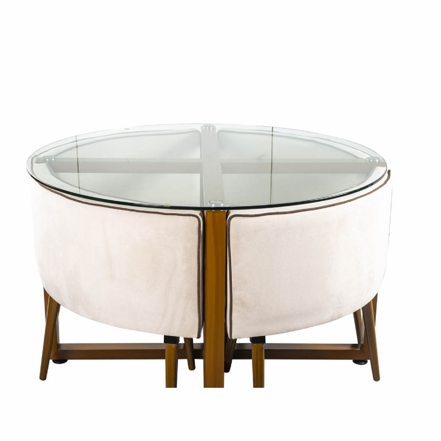 Juego De Comedor Elegant 4 Puestos Con Vidrio Tapiz Mostaza MUEBLES GALLARDO