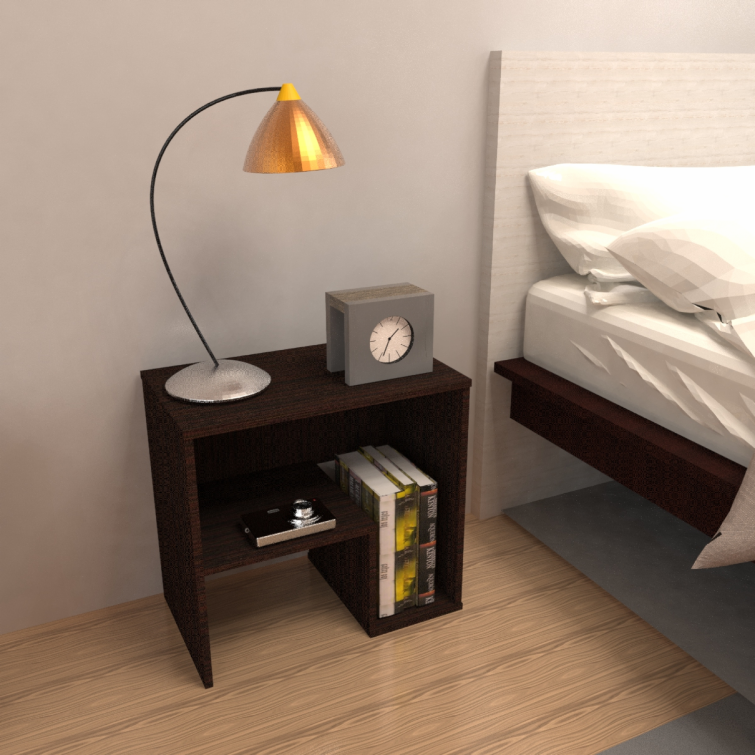 Velador Berenice Nuez Con Wengue MUEBLE FÁCIL