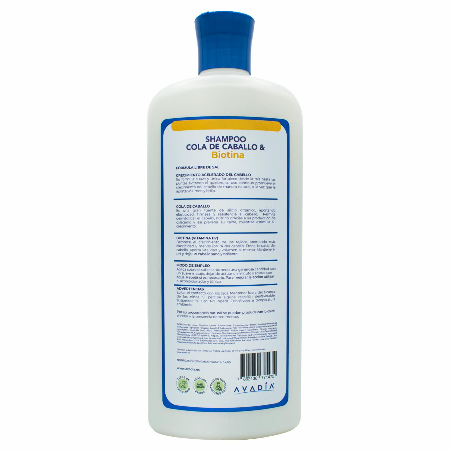 Shampoo De Cabello Cola De Caballo & Biotina Crecimiento Acelerado AVADÍA 800 Ml