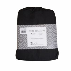 Juego De Sábanas Microfibra Negra ZIBA HOME 1 1/2 Plazas