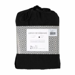 Juego De Sábanas Microfibra Negra ZIBA HOME 2 Plazas