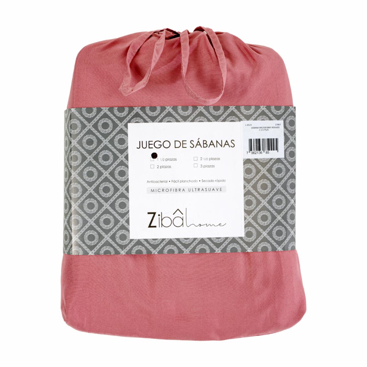 Juego De Sábanas De Microfibra Rosado ZIBA HOME 1 1/2 Plazas