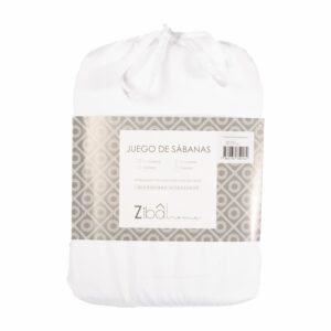 Juego De Sábanas Microfibra Blanca ZIBA HOME 1 1/2 Plazas