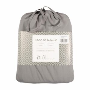 Sábana De Microfibra Gris ZIBA HOME 2 1/2 Plazas