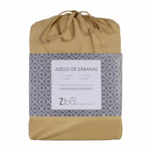 Juego De Sábanas Microfibra Mostaza ZIBA HOME 1 1/2 Plazas