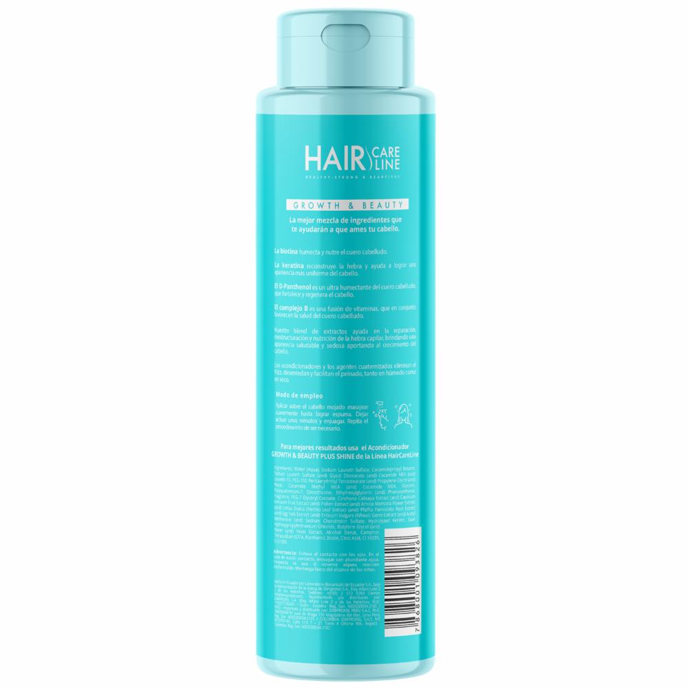 Shampoo Capilar Growth & Beauty Línea Profesional Con Vitaminas Y Aminoácidos HAIR CARE LINE 250 Ml - Imagen 2