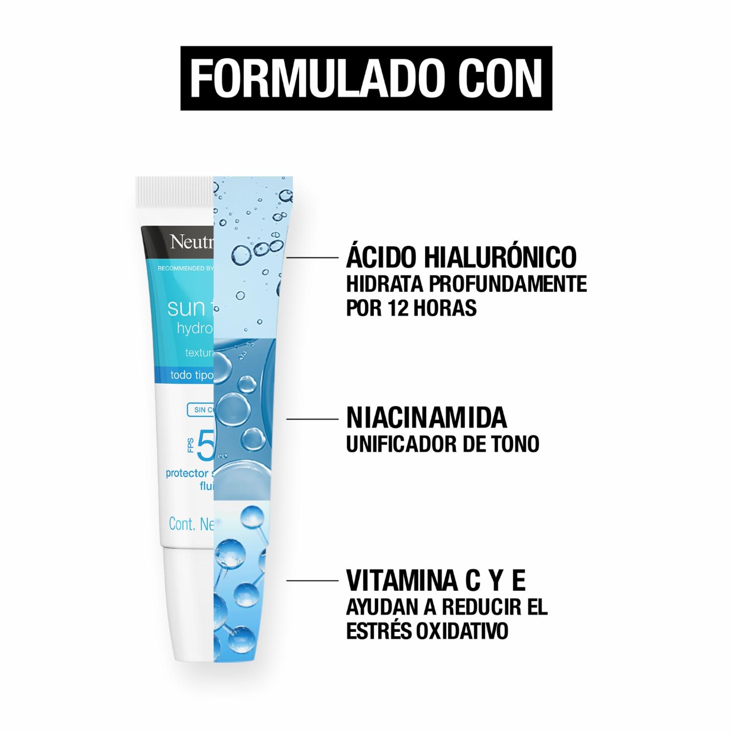 Protector Solar Facial Hydro Boost Ácido Hialurónico Sin Color Fps 50 Sun Fresh NEUTROGENA 40 Ml