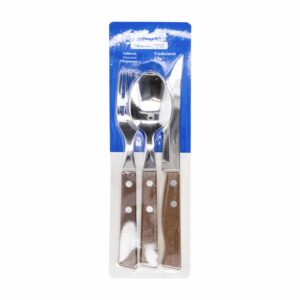 Juego De Cubiertos Tradicional Con Mango De Madera 3 Puestos TRAMONTINA 3 Piezas