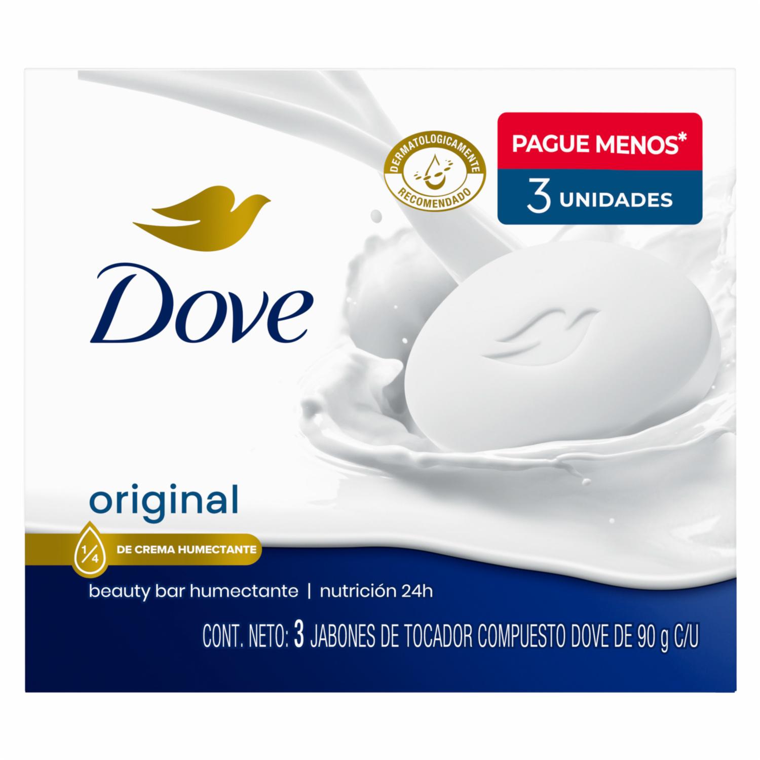 Jabón En Barra Blanco Fragancia Original DOVE 3 X 90 G - Imagen 2
