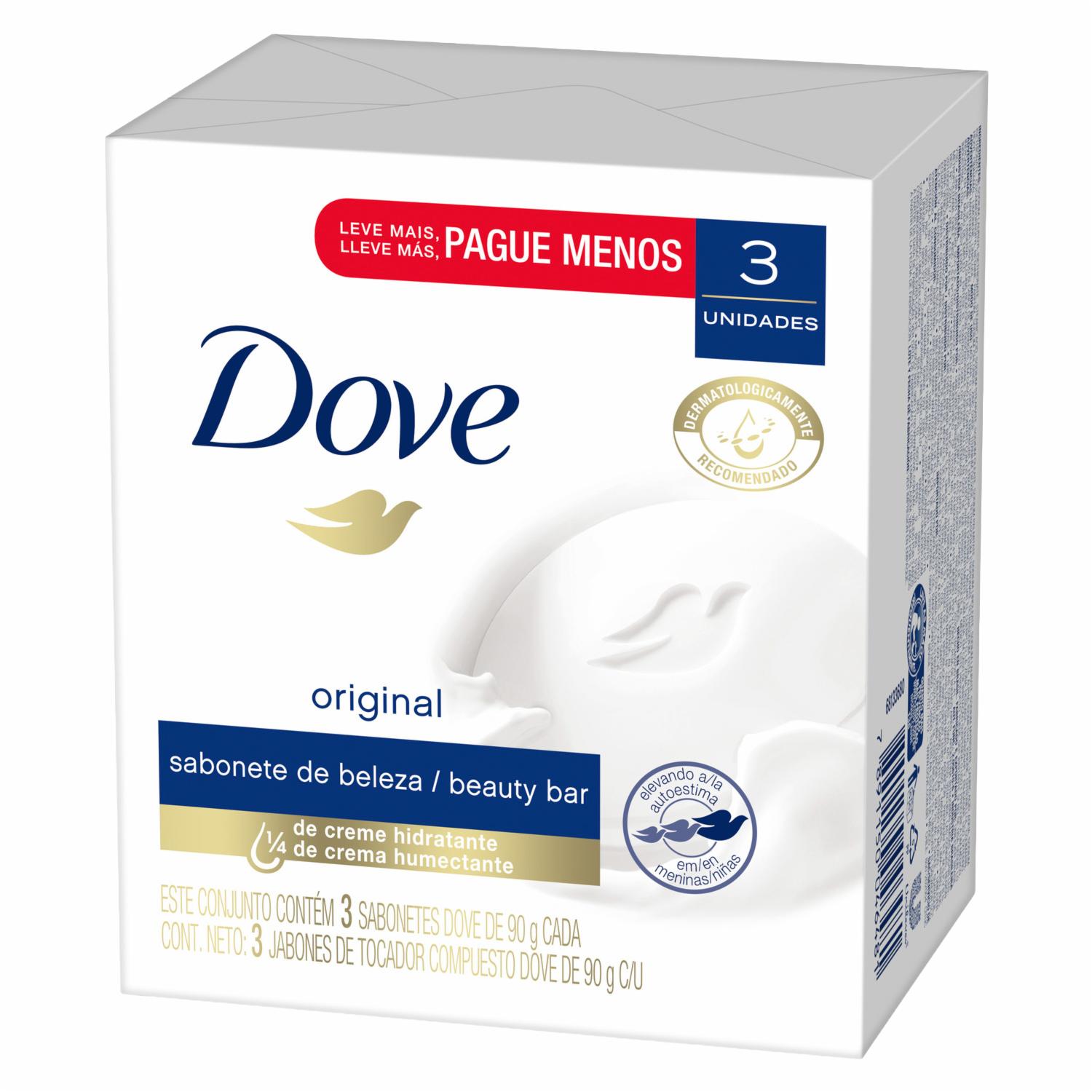 Jabón En Barra Blanco Fragancia Original DOVE 3 X 90 G - Imagen 3