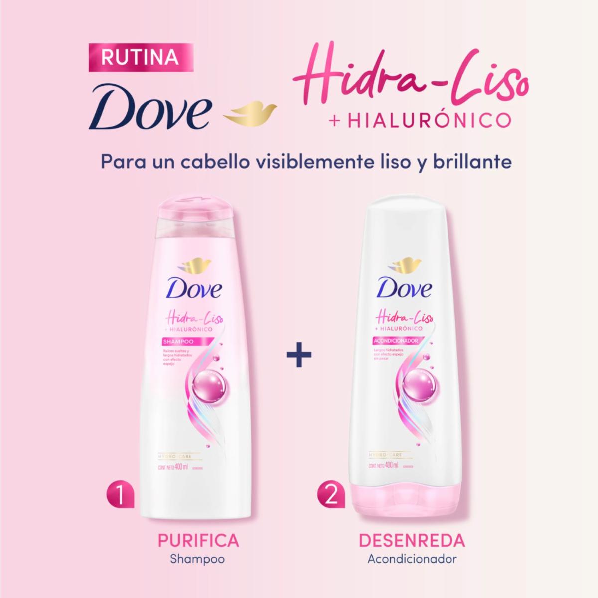 Shampoo Para Cabello Hidra Liso + Hialurónico DOVE 400 Ml - Imagen 3