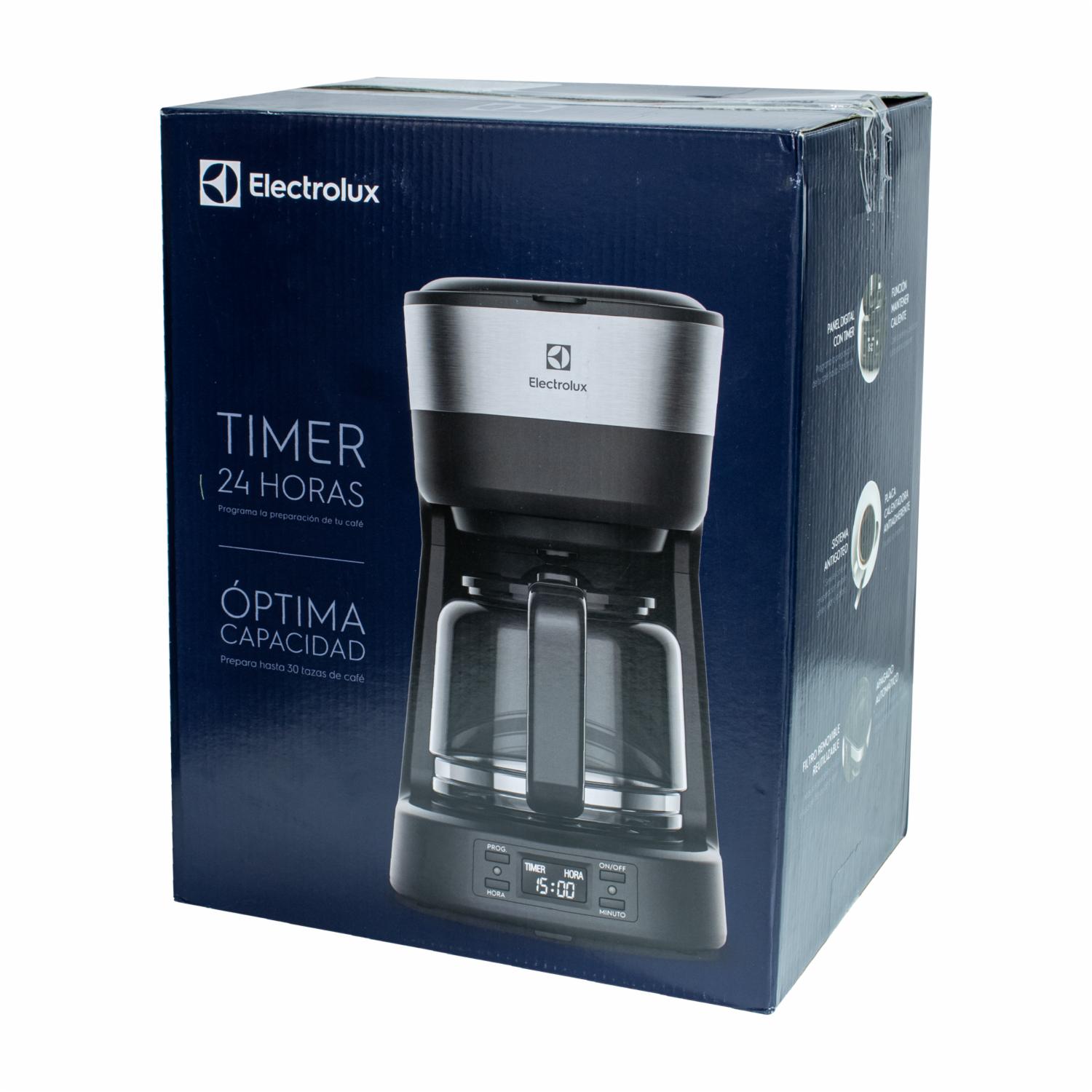 Cafetera Programable Cromada Con Negro ECM25 ELECTROLUX 30 Tazas
