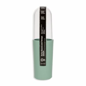 Vaso Porta Cepillos De Dientes De Plástico Con Tapa Color Verde Jade COZA 6,6 x 23,1 Cm