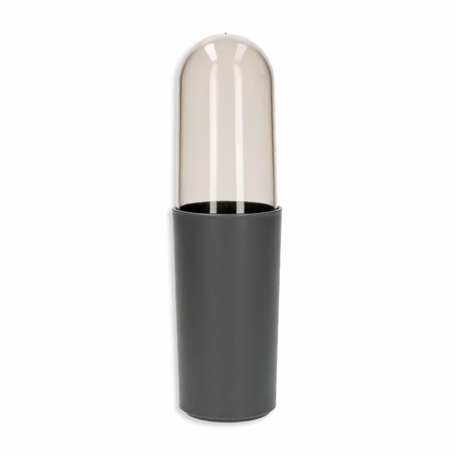 Vaso Porta Cepillos De Dientes De Plástico Con Tapa Color Gris Plomo COZA 6,6 x 23,1 Cm