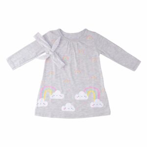 Vestido Manga Larga Gris Claro KAMYLUS