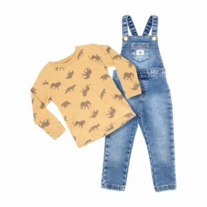 Conjunto Camiseta Manga Larga Y Jardinera Denim MUNDI