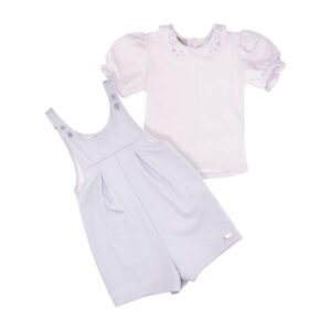 Conjunto Blusa Manga Corta Y Jardinera Lila MUNDI