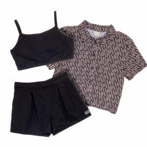 Conjunto Camisa Tipo Top Y Short Negro MUNDI