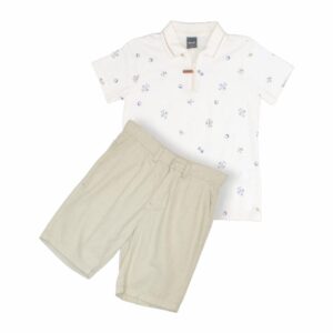 Conjunto Polo Manga Corta Y Bermuda Marfil MUNDI