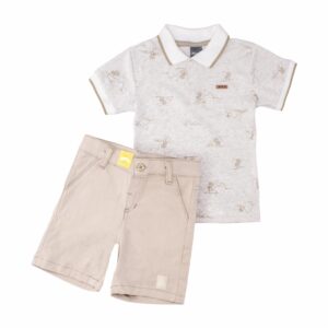 Conjunto Polo Manga Corta Y Bermuda Marfil MUNDI
