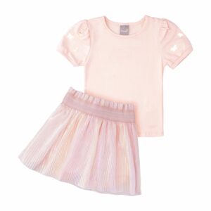 Conjunto Blusa Manga Corta Y Falda Rosada MUNDI