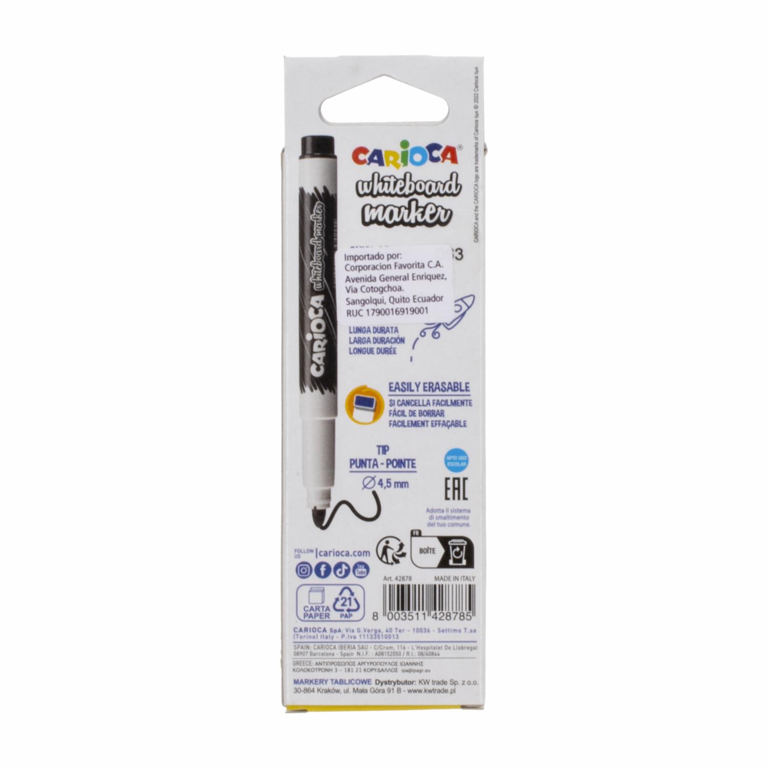 Marcadores Borrables De Pizarra Blanca CARIOCA X 4 Uds