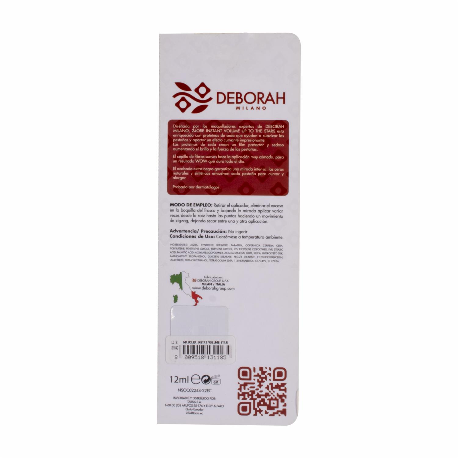 Máscara De Pestañas 24 Ore Instant Volumen Up To The Stars DEBORAH MILANO 12 Ml