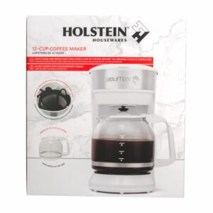 Cafetera Eléctrica Cromada Con Blanco HH-09101014W HOLSTEIN 12 Tazas