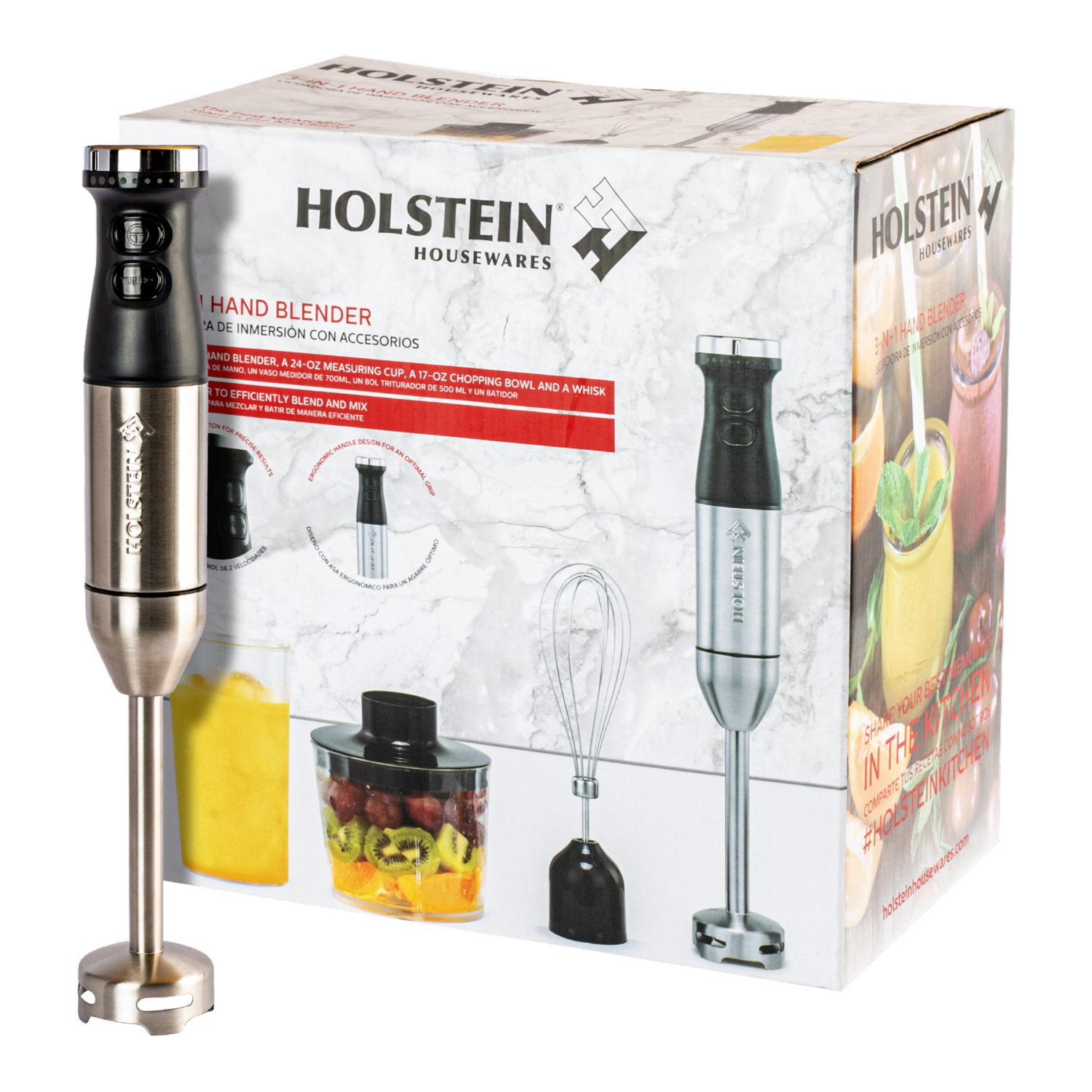 Batidora De Inmersión 3 En 1 Modelo: Hh-09101019ss HOLSTEIN 110 Watts