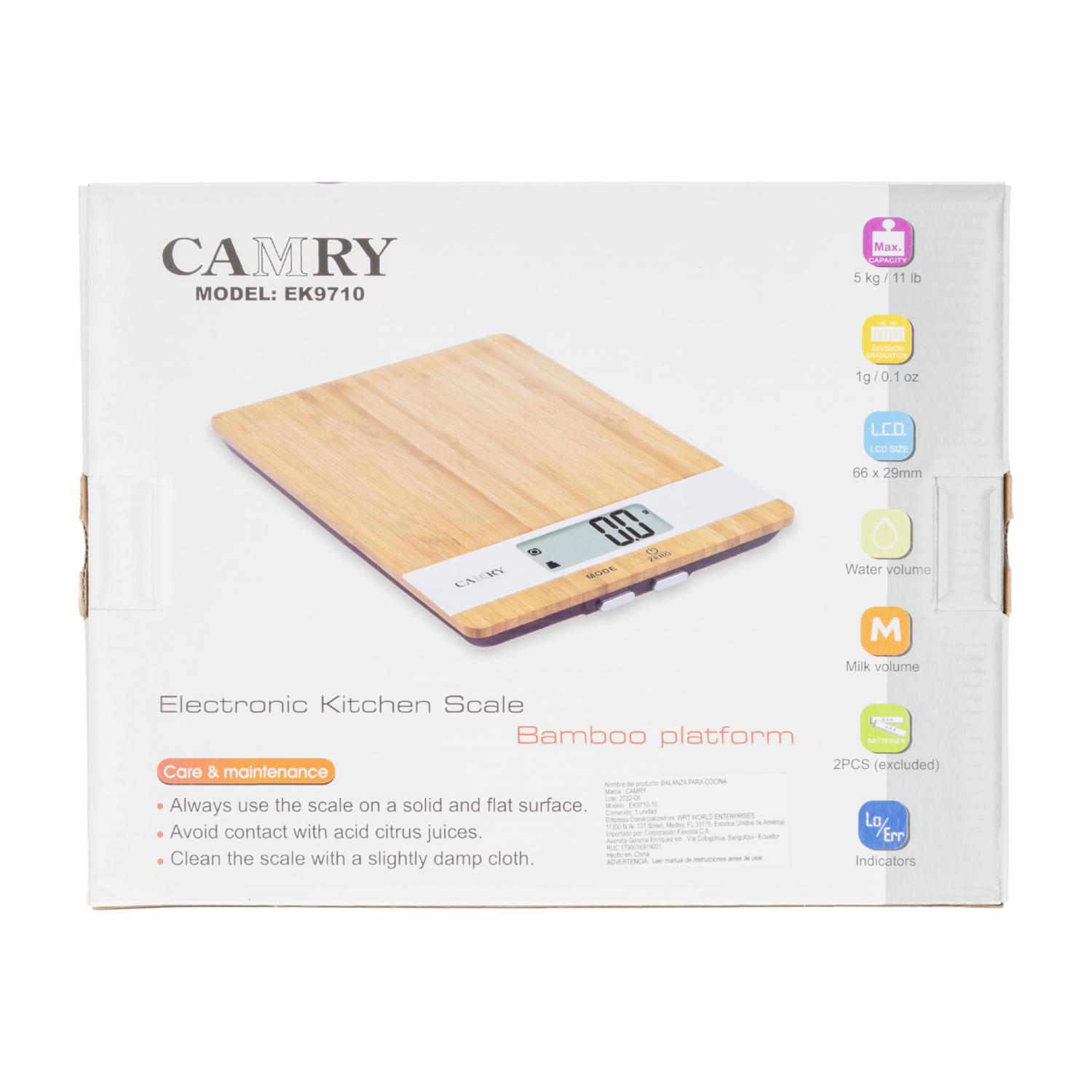 Balanza Cocina Bambú CAMRY Unidad