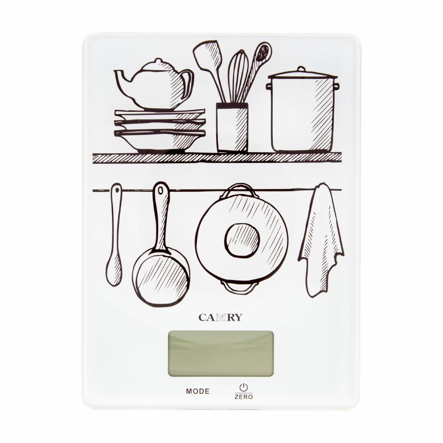 Balanza Cocina Diseno Utensilios Blanco Y Negro CAMRY Unidad