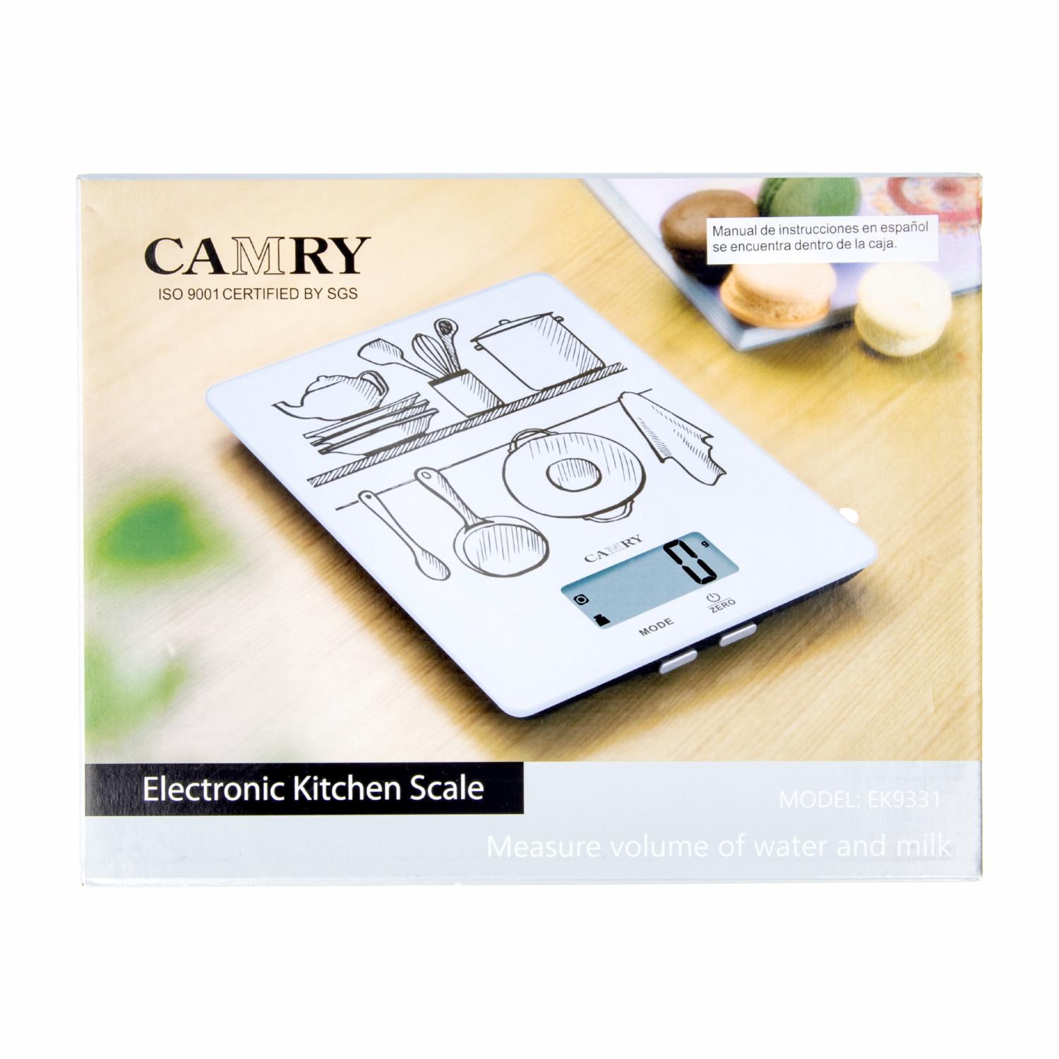 Balanza Cocina Diseno Utensilios Blanco Y Negro CAMRY Unidad