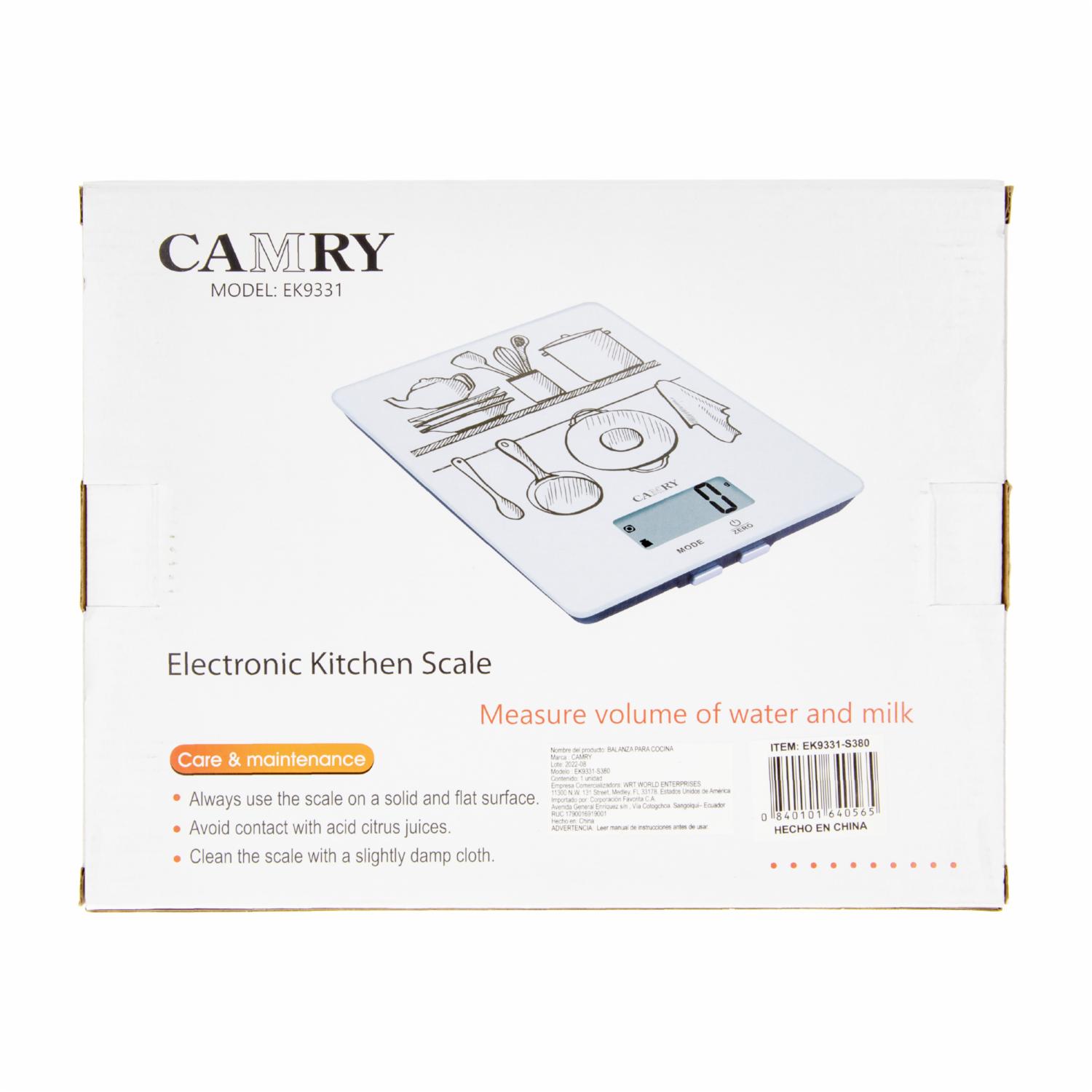 Balanza Cocina Diseno Utensilios Blanco Y Negro CAMRY Unidad